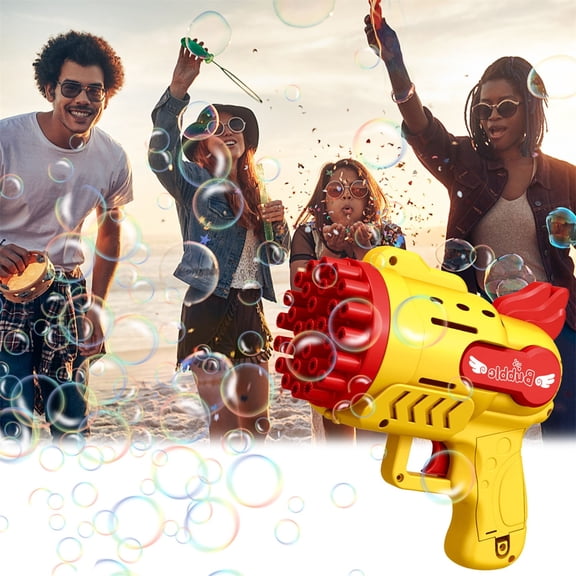 YujiCraft 29-Hole Rocket Bubble Machine with LED Light, Automatic Bubble Blower for Birthday Gifts and Summer Outdoor Fun (No Bubble Water),Yellow