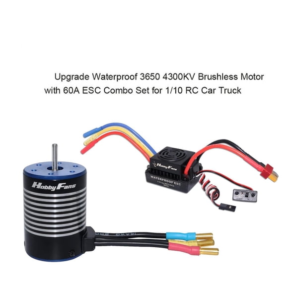 SugarBloom 3650 4300KV Brushless Motor + 60A ESC Combo Set for 1/10 Scale RC Car & Truck, High-Performance Upgrade Kit,C