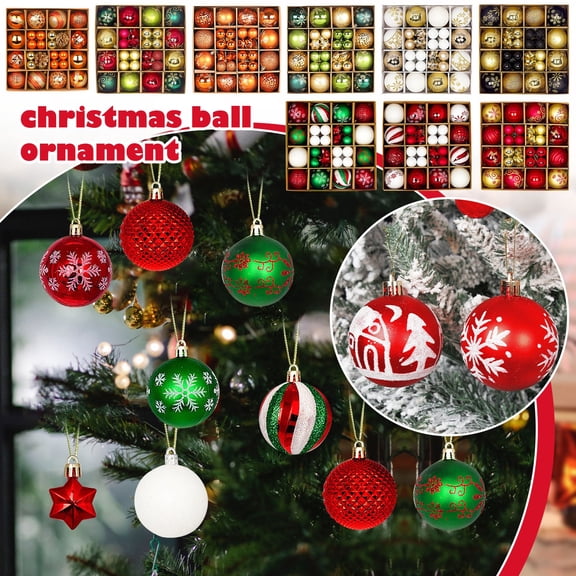SugarBloom 44PCS Christmas Decoration Balls Set - Snowflake Design Hanging Ball Ornaments for Christmas Tree, Home, and Holiday Decor,D