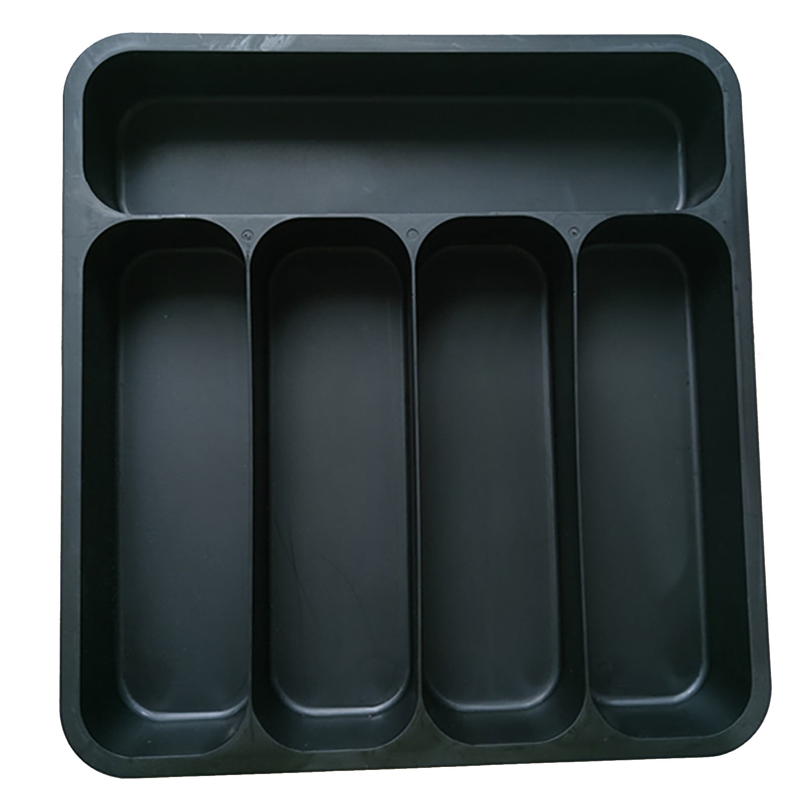 SugarBloom 5-Compartment Kitchen Drawer Organizer, Expandable Utensil Tray for Knives, Forks, Spoons, and Chopsticks,Black