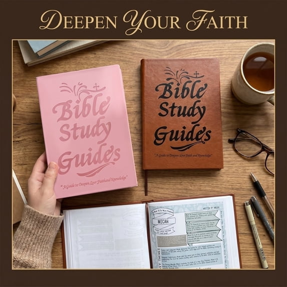 SugarBloom 66-Page Bible Study Guide & Devotional Journal - Christian Workbook with Scripture Summaries & Daily Reflections,Beginner-Friendly Spiritual Growth Notebook,Pink+Brown