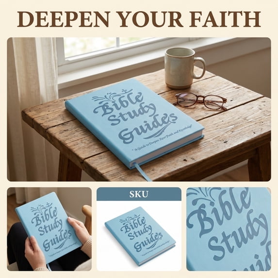 SugarBloom 66-Page Bible Study Guide & Devotional Journal - Christian Workbook with Scripture Summaries & Daily Reflections,Beginner-Friendly Spiritual Growth Notebook,Blue