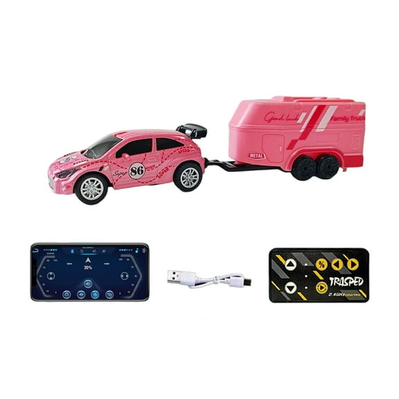SugarBloom Alloy RC Racing Car With hanging box, Pocket-Sized Desktop Micro Drift Racer, Mini Remote Control Vehicle for Collectors & Hobbyists,Pink