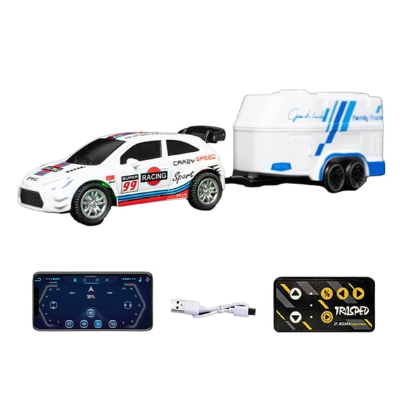 SugarBloom Alloy RC Racing Car With hanging box, Pocket-Sized Desktop Micro Drift Racer, Mini Remote Control Vehicle for Collectors & Hobbyists,White