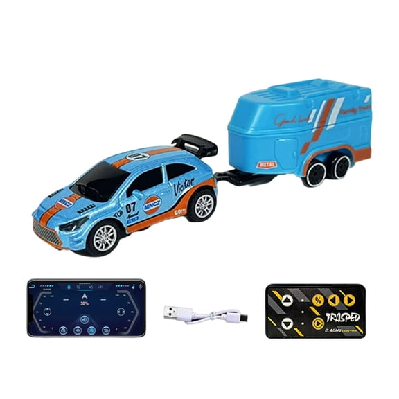 SugarBloom Alloy RC Racing Car With hanging box, Pocket-Sized Desktop Micro Drift Racer, Mini Remote Control Vehicle for Collectors & Hobbyists,Light Blue