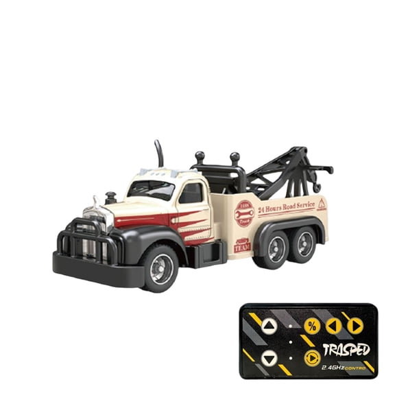 SugarBloom Alloy trailer toy With Small remote control, urban road rescue vehicles, transport vehicles, road maintenance vehicles, Surprise Gifts for Kids Adults,White