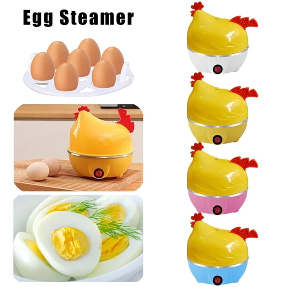 SugarBloom Automatic Shut Off Electric Egg Cooker, Chicken Shape Breakfast Machine, 7-Egg Capacity for Hard Boiled Eggs, Poached Eggs, US Plug,Blue