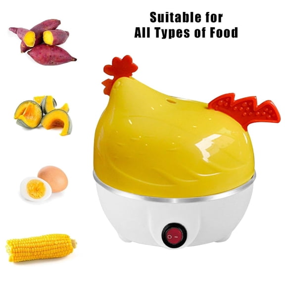 SugarBloom Automatic Shut Off Electric Egg Cooker, Chicken Shape Breakfast Machine, 7-Egg Capacity for Hard Boiled Eggs, Poached Eggs, US Plug,White