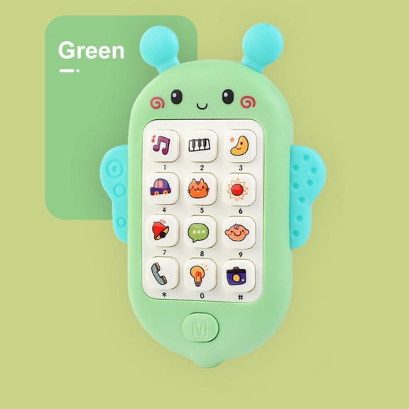 SugarBloom Bee Shaped Musical Toy Phone Early Learning Device with Built-in Lights Songs, Interactive Educational Toy for Children Green