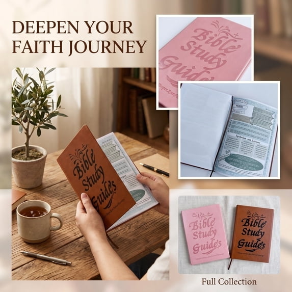 SugarBloom Bible Study Guide 66-Page Bible Study Guide Daily Devotional Journal Prayer Study Notebook Planner Christian Gift ,Pink+Brown