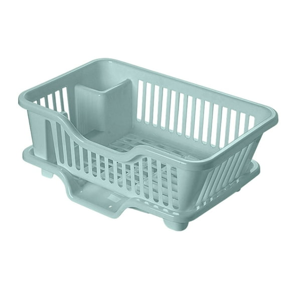 SugarBloom Bowl and Dish Drying Rack with Storage Box, Thickened Large Size Sink Rack for Kitchen Countertop, Water Filter Organizer for Plates, Bowls, Chopsticks,Blue