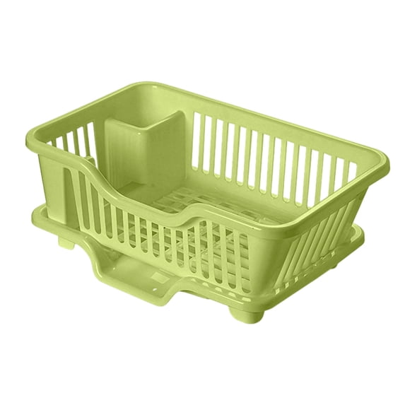 SugarBloom Bowl and Dish Drying Rack with Storage Box, Thickened Large Size Sink Rack for Kitchen Countertop, Water Filter Organizer for Plates, Bowls, Chopsticks,Green