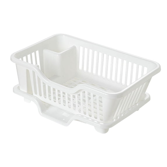 SugarBloom Bowl and Dish Drying Rack with Storage Box, Thickened Large Size Sink Rack for Kitchen Countertop, Water Filter Organizer for Plates, Bowls, Chopsticks,White