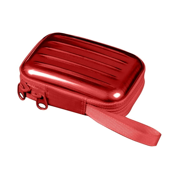 SugarBloom Brushed Tinplate Storage Box for Headphones and Glasses, Compact Card Holder for Desk and Travel,Red