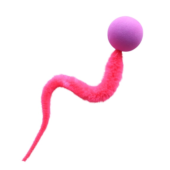SugarBloom Colorful Ball Star Cat Toy - Empty Ball with Tail Caterpillar Pet Supplies, Grinding & Rolling Ball for Cats, Interactive Play Toy,Pink