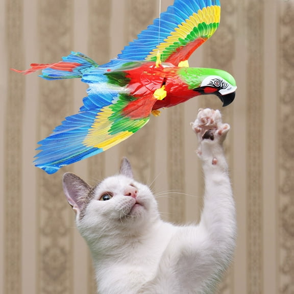 SugarBloom Electric Hanging Parrot Interactive Toy - Funny Stick Catch Rope Dog Toy, Automatic Motion Bird Teaser for Cats & Dogs,blue