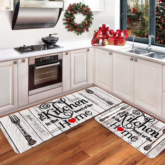 SugarBloom Farmhouse Kitchen Mats Set of 2, Memory Foam Cushioned Floor Mats, Waterproof Non-Slip Rug for Kitchen Laundry Room, Home Office Decor,One Size