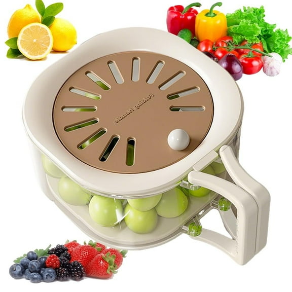 SugarBloom Fruit Strainer Container with Lid, Multifunctional Vegetable Washer and Portable Storage Container with Handle, Kitchen Colander for Washing and Draining,
