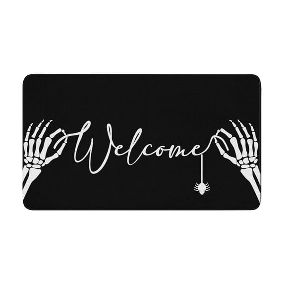 SugarBloom Halloween Skeleton Floor Mat, Holiday Decoration Porch Door Mat, Water-Absorbent Dirt-Resistant Bathroom Rug, Non-Slip Indoor Outdoor Doormat,R