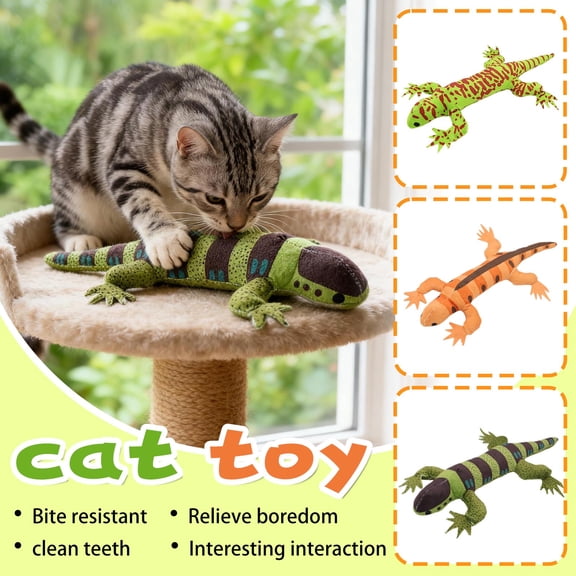 SugarBloom Interactive Lizard Catnip Toy - Chew Resistant Cat Toy for Indoor Play, Boredom Relief, Teeth Cleaning, Fun Christmas & Birthday Gift for Cat Lovers,Green