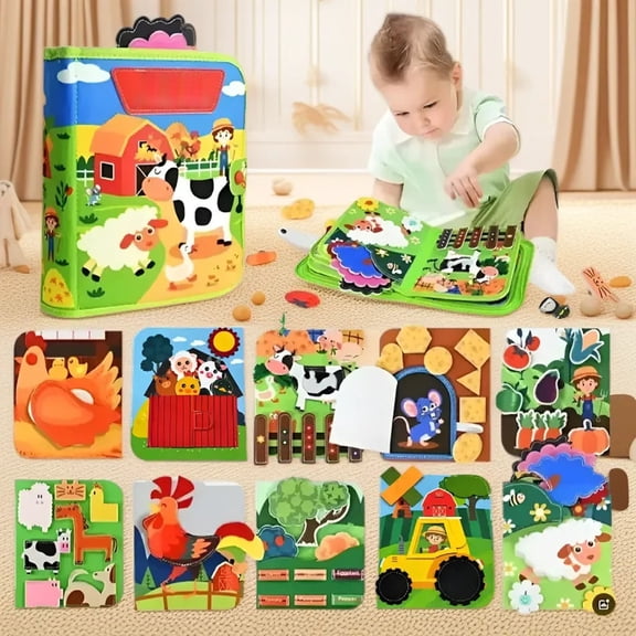 SugarBloom Kids Educational Toy- Portable Felt Board Story Set, Travel Felt Board, Birthday Gift for Boys & Girls, Themed Storytelling Preschool Early Learning Interactive Play Kit,C