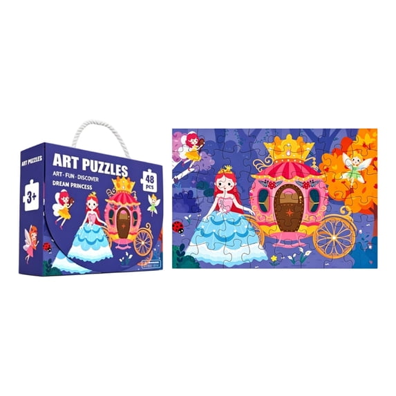 SugarBloom Kids Puzzles Ages 3-5 Wooden- 48-Piece Jigsaw Each Piece Unique, Preschool Learning Toy with Storage Tray, Educational Gift for 4-8 Year Old Boys and Girls,C