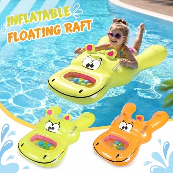 SugarBloom Kids pool floats inflatable pontoon - Great for backyard pool or beach, inflatable riding pool toys for toddlers, pool toys for kids ages 3-8, summer water fun.,Green