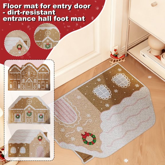 SugarBloom PVC Wire Ring Floor Mat, Dirt-Resistant Porch Mat Can Be Cut to Size, Outdoor Removal Doormat for Christmas Decor, Easy Clean,A