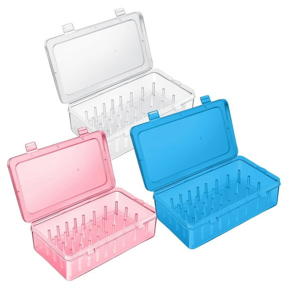 SugarBloom Piping Tips Storage Box with 42 Fixed Pegs, Frosting Nozzle Organizer Case for Cake Decorating Kit and Tools,Blue