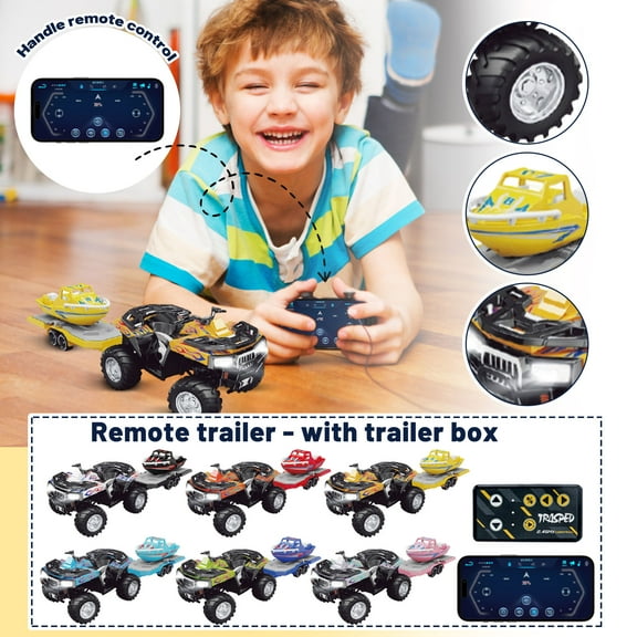 SugarBloom RC Truck with Lights, 1:64 Scale Remote Control Semi Truck with Trailer, 2.4GHz Rechargeable RC Vehicle,Blue