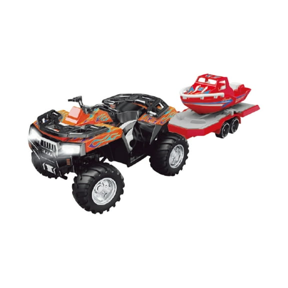 SugarBloom RC Truck with Lights, 1:64 Scale Remote Control Semi Truck with Trailer, 2.4GHz Rechargeable RC Vehicle,Orange
