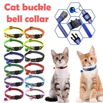 SugarBloom Reflective Dog Collar with Bell and Buckle, Night Safety Adjustable Pet Collar for Small Medium Dogs, Nylon Breakaway Necklace for Walking,Black