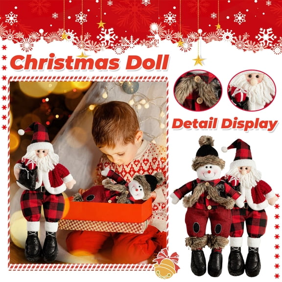 SugarBloom Santa Claus and Snowman Figurines, Christmas Decorations with Plush Dolls, Cute and Perfect Birthday Gifts for Friends, Classmates, and Graduation,A