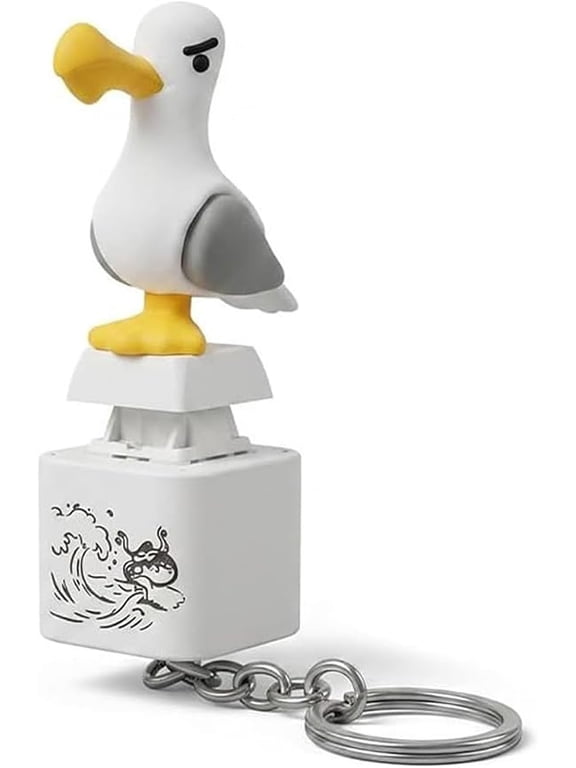 Seagull Mine Keychain, Seagull Mine Button Keychain, Seagull Button Desk Toy, Adults Keyboard Clicker for Fun& Stress Relief,1PC
