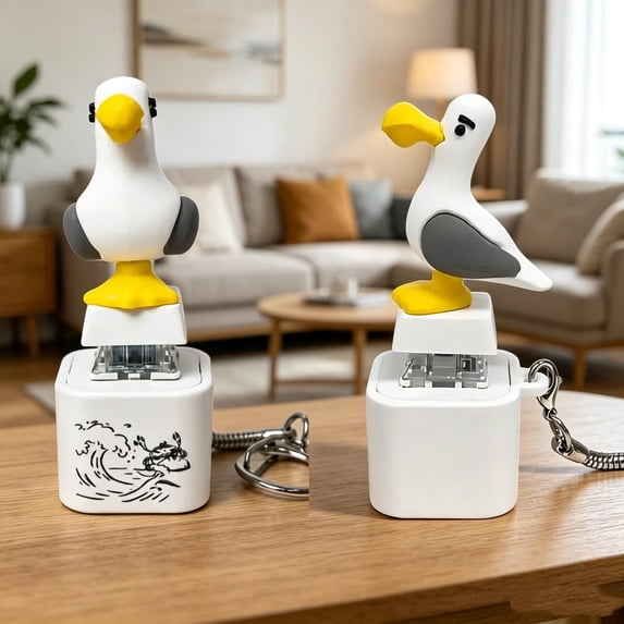 SugarBloom Seagull Mine Keychain, Seagull Mine Button Keychain, Seagull Button Desk Toy, Adults Keyboard Clicker for Fun& Stress Relief,6PCS