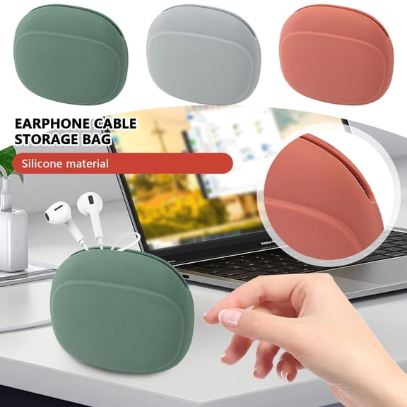 SugarBloom Silicone Headphone Organizer-Data Cable Storage Case-Mini Key Box-Portable Wired Headphone Organizer(Red-Grey-Green-Choose one out of three),Gray