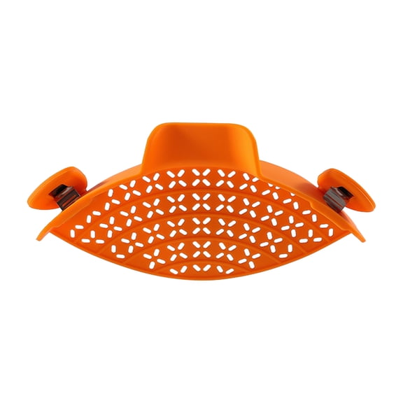 SugarBloom Silicone Pasta Strainer Clip for Pots, Kitchen Gadget Strainer for Draining Meat, Vegetables, Fruit, and Pasta, Reusable Colander with Clip Design,Orange