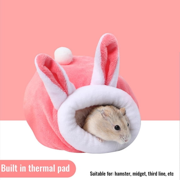 SugarBloom Small Animal Cotton Hamster House, Warm Cozy Sleeping Bag Nest for Dwarf Hamsters Mice Gerbils, Pet Bed Accessories with Carrying Handle,Pink