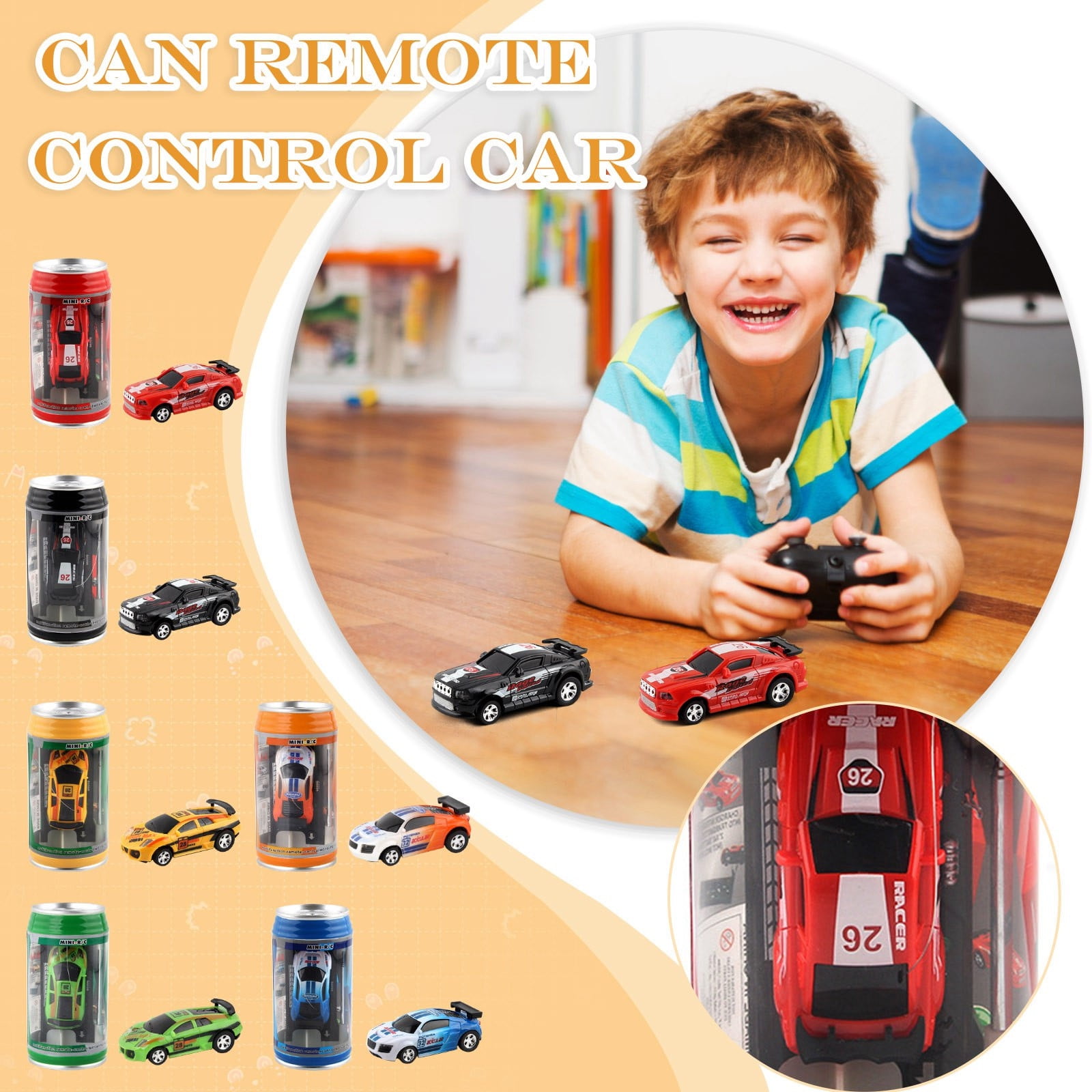 SugarBloom Small RC Car with Roadblocks & Cans Design, Micro Remote ...