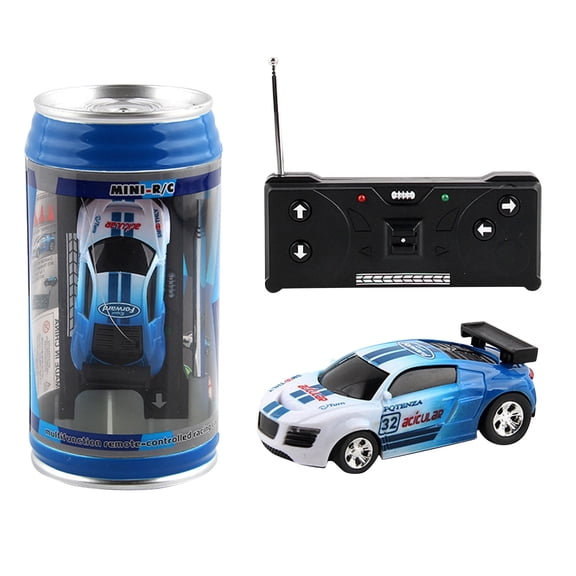 SugarBloom Small RC Car with Roadblocks & Cans Design, Micro Remote Control Simulation Racer, Creative Gift for Beginners,Blue