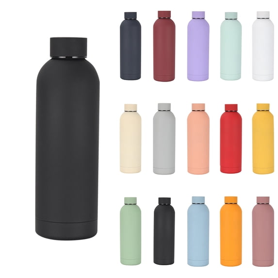 SugarBloom Travel Mug, 16.9oz Stainless Steel Small Mouth Insulated Water Bottle for Outdoor Sports, Portable Thermal Cup with Leakproof Lid,Black