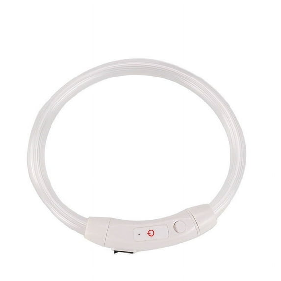 SugarBloom USB Rechargeable LED Dog Collar, 27.5 inch Light Up Collar for Night Walking Running, Waterproof Flashing Glow Safety Pet Collar with Remote,White