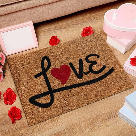 SugarBloom Valentine's Day Fun Door Mat, 15.7x23.6 inch Non-Slip Outdoor Welcome Mat for Front Door, Decorative Rug for Home, Absorbent Floor Mat,F