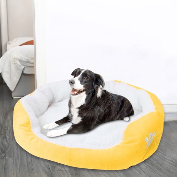 SugarBloom Washable Dog Bed Sofa Style, Plush Warm Soft Pet Bed for Medium Large Dogs, Non-Slip Bottom Litter Sleeping Bed with Removable Cover,Yellow