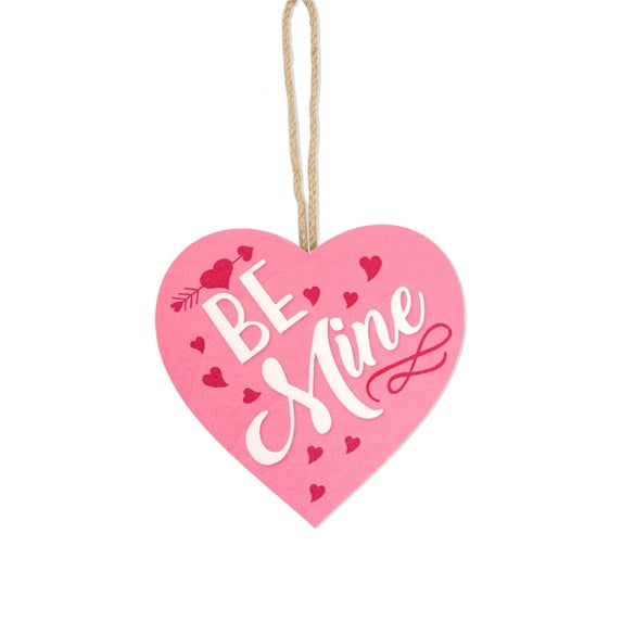 SugarBloom Wooden Craft Heart Shaped Pendant, Valentine's Day Party Decoration Love Hanging Sign, Rustic Wedding Decoration Ornament for Romantic Decor,C