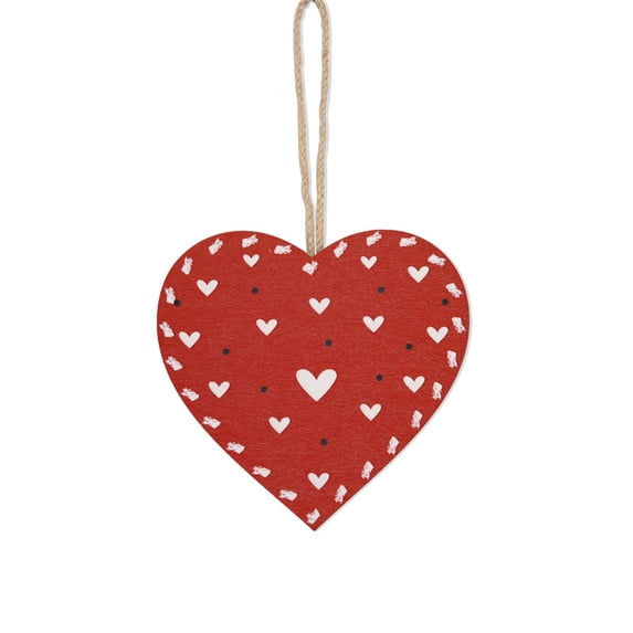 SugarBloom Wooden Craft Heart Shaped Pendant, Valentine's Day Party Decoration Love Hanging Sign, Rustic Wedding Decoration Ornament for Romantic Decor,F