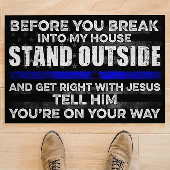 SugarBloom Before You Break Into My House Welcome Doormat, 15.7x23.6 inch Decorative Floor Mat for Front Door, Non-Slip Indoor Outdoor Entrance Rug,B B