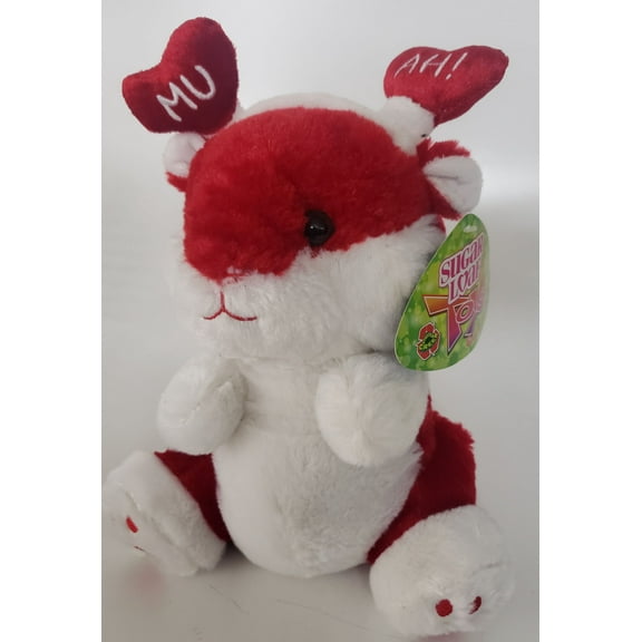 SugarLoaf Toys Red & White Valentine's Mouse w/ Mu-Ah! Red Heart Headdress Plush 10"