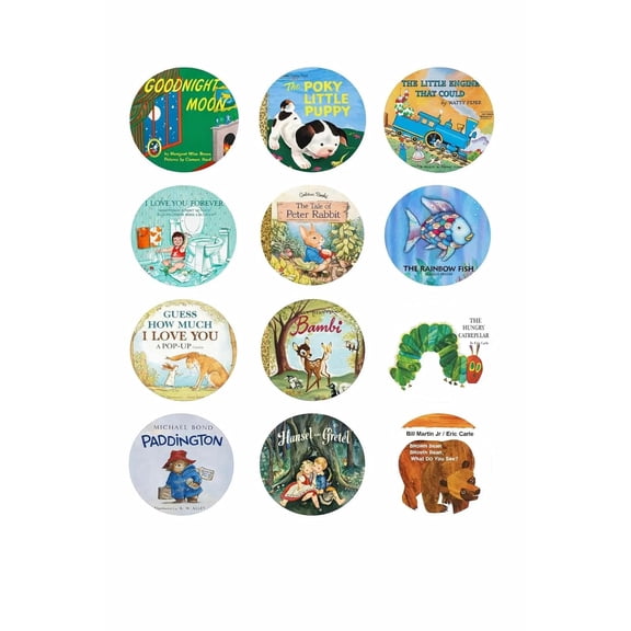 SugarMeLicious Classic Childrens Mini Book Edible Image Cupcake Toppers, 2.5 Inch Storybook Inspired Birthday Cupcake Decorations, Set of 12 Edible Cupcake Images for Kids Parties