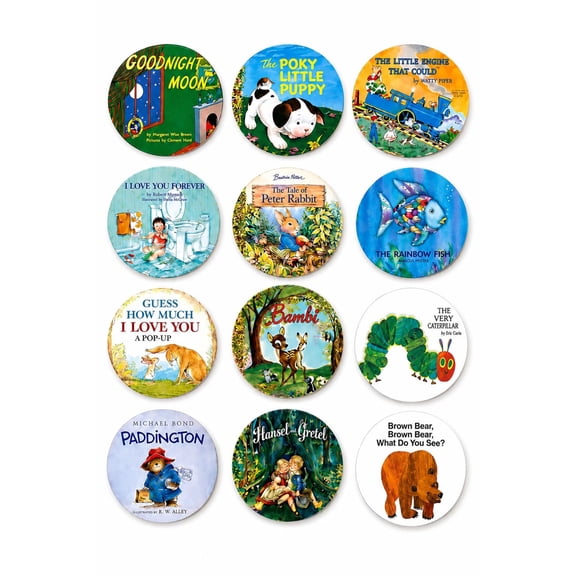 SugarMeLicious Classic Childrens Mini Book Edible Image Cupcake Toppers, 2.5 Inch Storybook Inspired Birthday Cupcake Decorations, Set of 12 Edible Cupcake Images for Kids Parties
